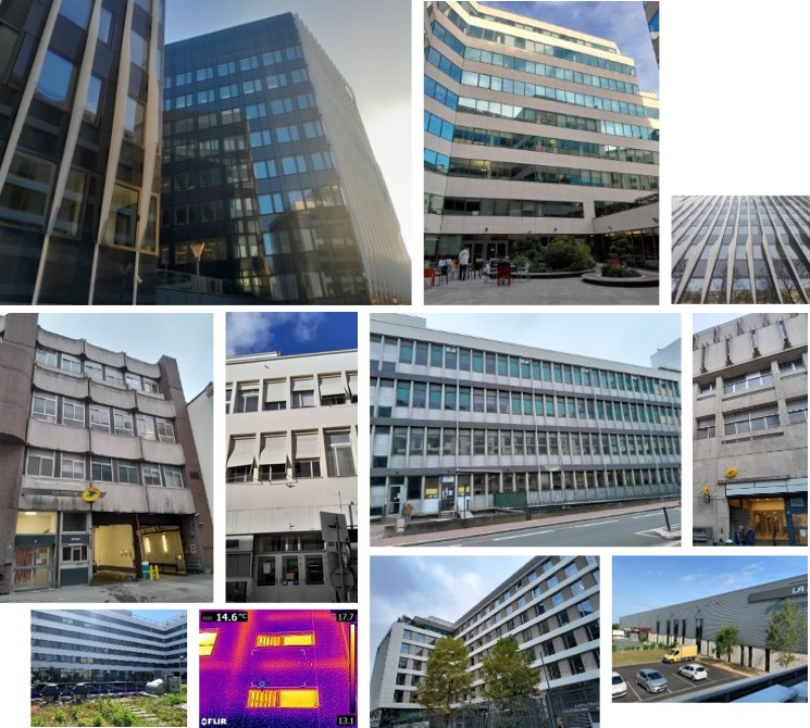 Photos de différentes perspectives du bâtiment pour le projet "Audits Energétiques et Résiliences/SED "